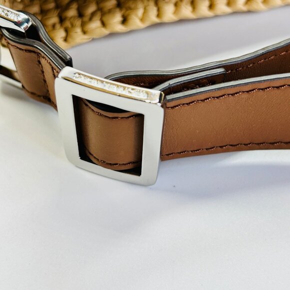 MICHAEL Michael Kors Townsend Straw Bucket Bag Tan Raffia Leather Tote - Picture 11 of 16